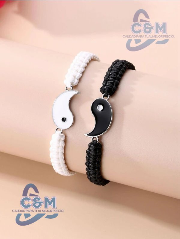 Pulsera de cordon color negro yin yang P80